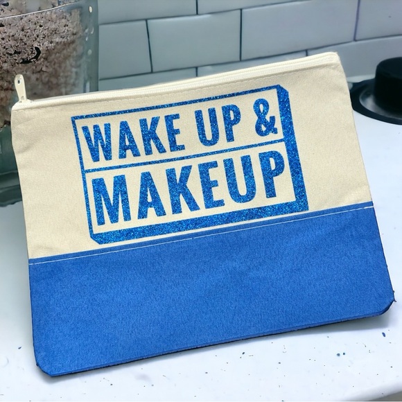 Custom Cosmetic Bag with Unique Sayings - Brand New! “Wake Up & Makeup” - Picture 5 of 6